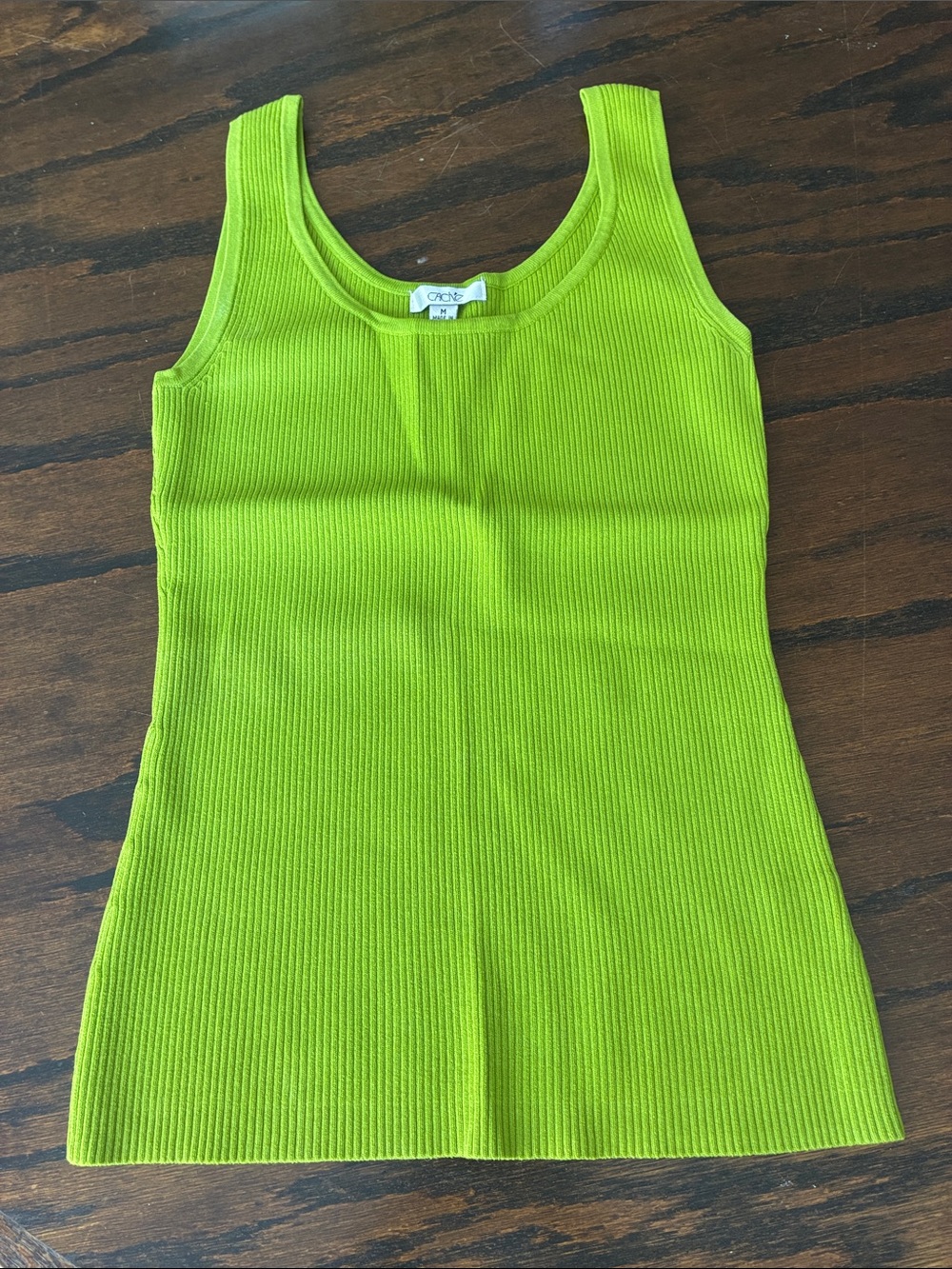 Cache Neon Lime Ribbed Tank